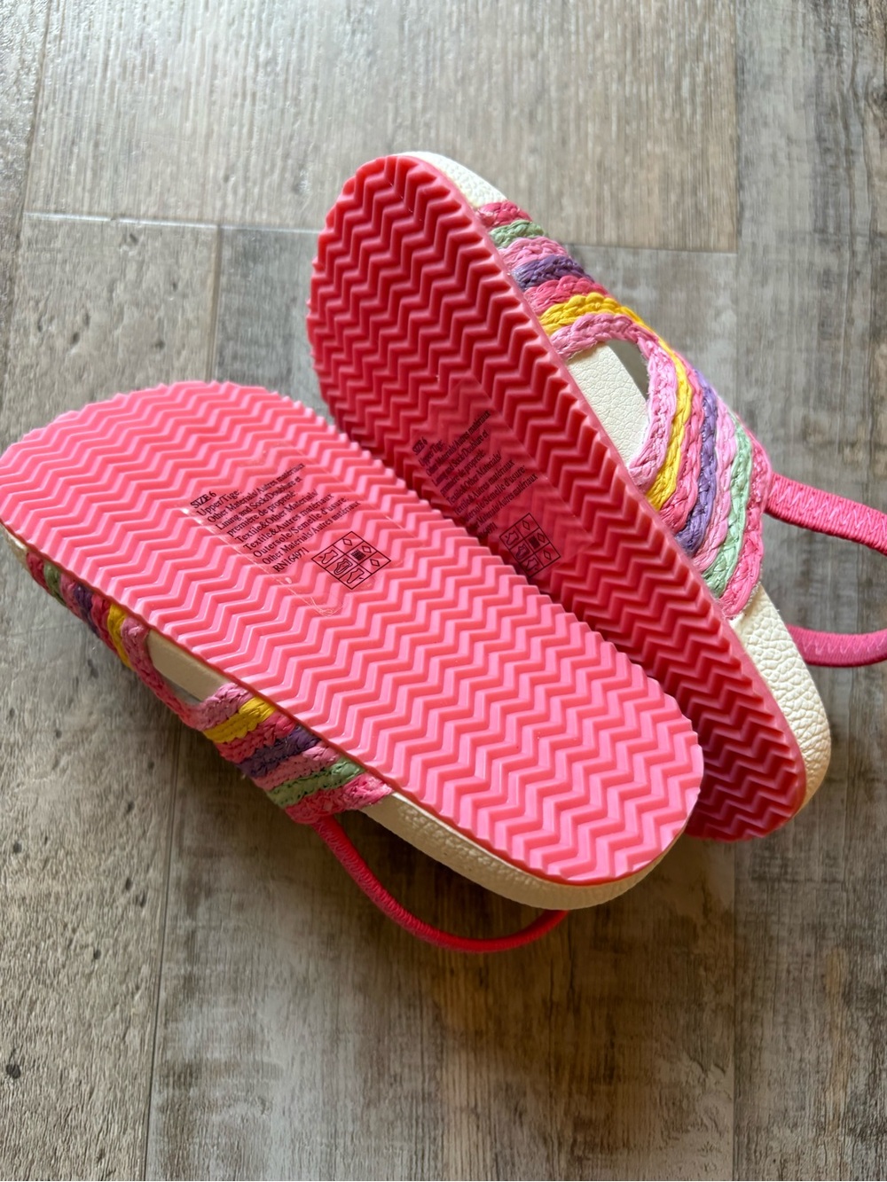 NWOT Janie & Jack Pink Rainbow Slide Sandals with Back Strap - Picture 4 of 6